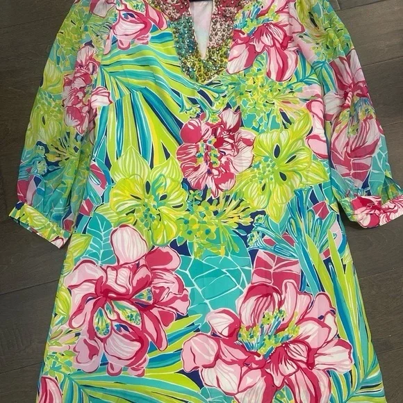 Lilly Pulitzer Floral V-Neck Long-Sleeve Mini Dress - Multi - Picture 3 of 7